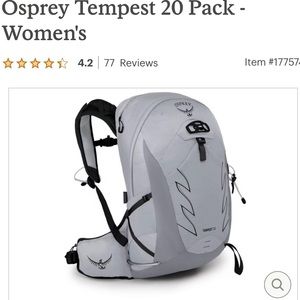 Excellent Used condition Osprey Tempest 20 in Aluminum Grey.